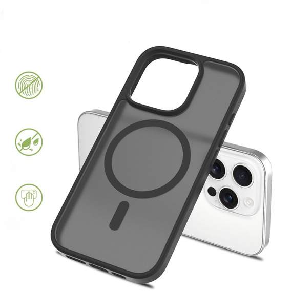 ERBORD MagSafe tok iPhone 16 Pro-hoz, Matte Case, aktív gomb, matt / fekete