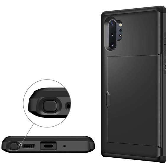 Telefontok a Samsung Galaxy Note 10+ Plus, Sliding Card Holder, fekete