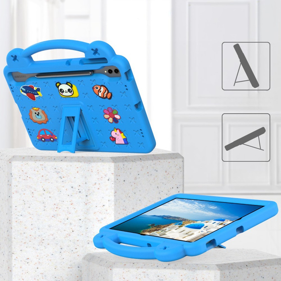 Gyermek tok Samsung Galaxy Tab S10+ Plus, Cute Patterns, állvánnyal, kék