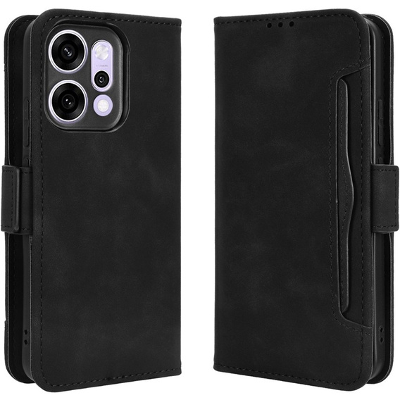 Flap tok Oppo Reno 14, kártya slot, pénztárca, fekete
