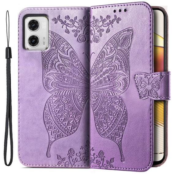 Pattintható tok a Motorola Moto G73 5G, Butterfly, lila