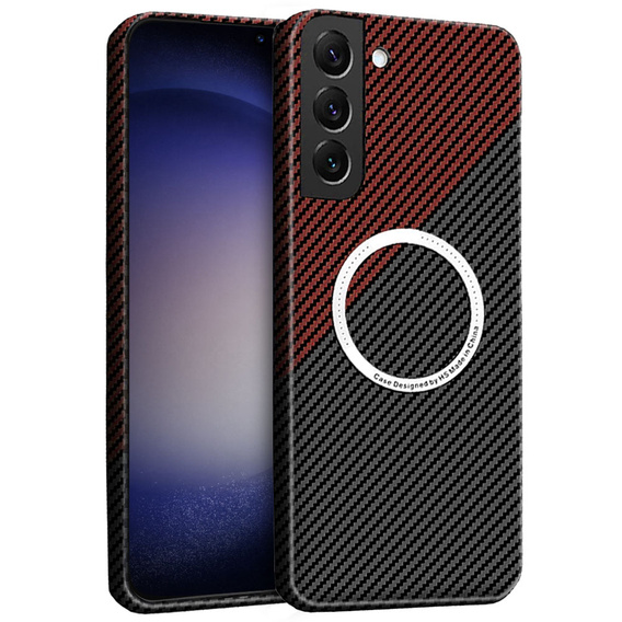 Telefontok a Samsung Galaxy S23, Magsafe Slim Carbon, fekete / piros