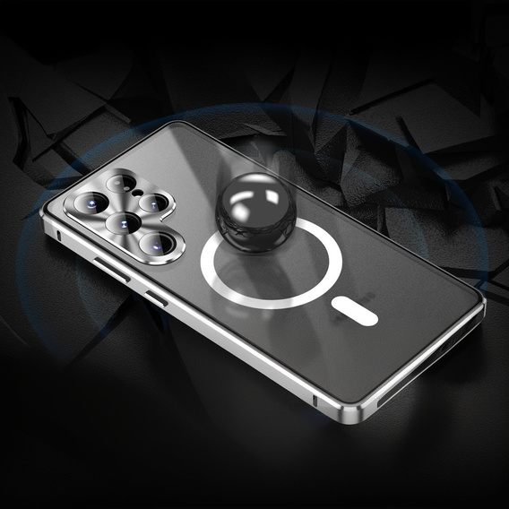Magnetic Dual Glass MagSafe tok Samsung Galaxy S25 Ultra, ezüst