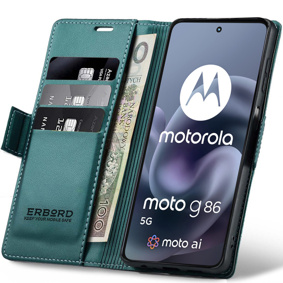 ERBORD Fényes Litchi pénztárca Motorola Moto Moto G86 5G / G86 Power 5G számára