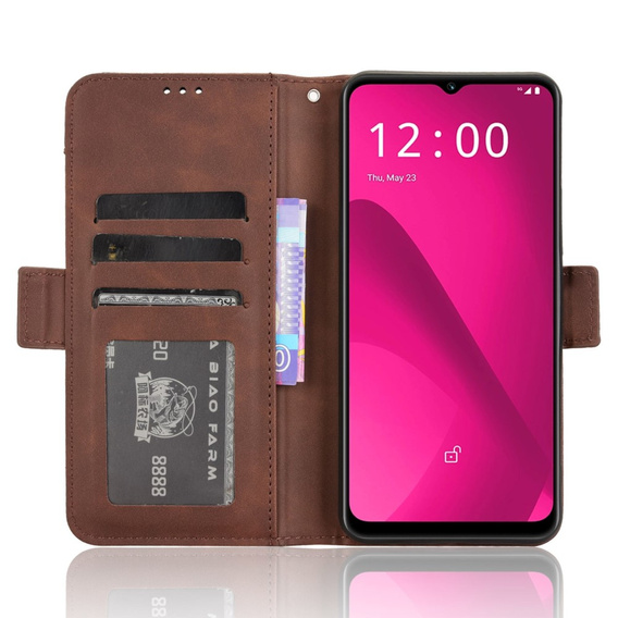 Pattintható tok a T Phone 2 5G, Card Slot, barna