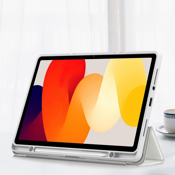 Tok Xiaomi Redmi Pad SE 11", Smartcase Hybrid, tolltartó résszel, fehér