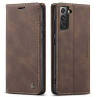 CASEME tok Samsung Galaxy S22+ Plus 5G, Leather Wallet Case, kávé