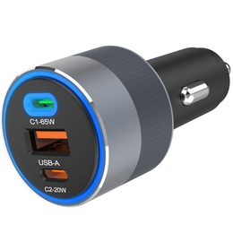 Forcell F-Energy Alu 85 W autós töltő, 2 × USB-C + USB-A, PD / QC 4.0 / SFC 2.0