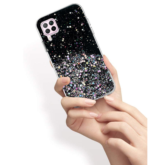 Telefontok a Huawei P40 Lite, Glittery, fekete