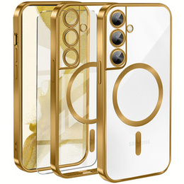Tok Samsung Galaxy S22-hoz, Electro MagSafe, arany + üveg a képernyőhöz