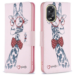 Pattintható tok a Oppo A38 4G / Oppo A18 4G, Wallet, Giraffe rózsaszín