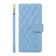 Flap tok iPhone 16E, Rhombus Crossbody Leather, kék