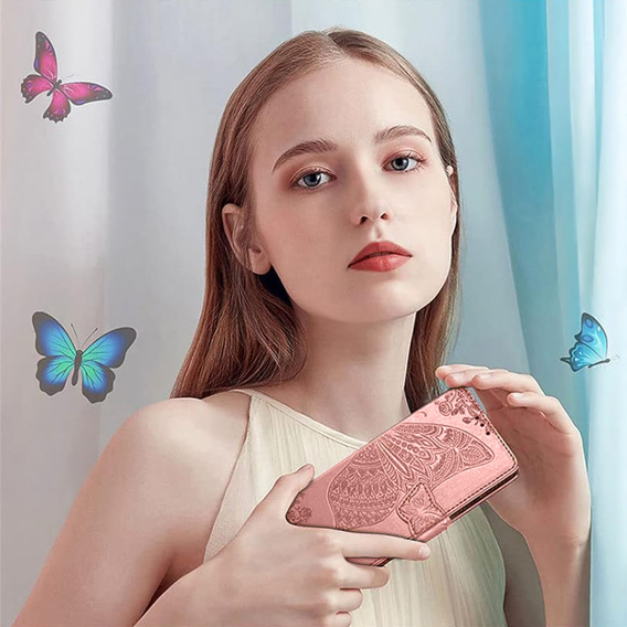 Pattintható tok a Honor 400 Lite, Butterfly, rózsaszín rose gold