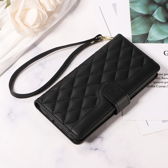 Tok patenttal a Honor 400 Pro 5G-hez, Crossbody Leather Wallet, fekete
