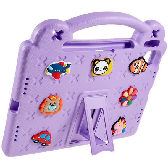 Gyermek tok Apple iPad Air 11" 6 gen. 2024, Cute Patterns, állvánnyal, lila
