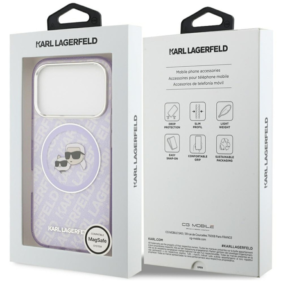Karl Lagerfeld IML Glitter Karl & Choupette Heads Logo MagSafe tok iPhone 17 Pro-hoz