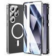 Magnetic Dual Glass MagSafe tok Samsung Galaxy S25 Ultra, ezüst