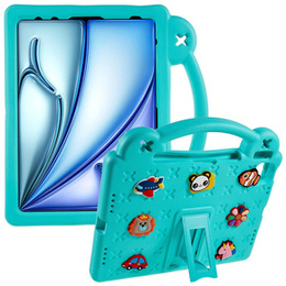 Gyermek tok Apple iPad Air 11" 6 gen. 2024, Cute Patterns, állvánnyal, zöld