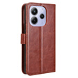 Pattintható tok a Xiaomi Redmi Note 14 4G, Crazy Horse Wallet, barna
