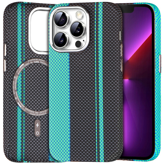 Tok iPhone 13 Pro, Carbon Fiber MagSafe, fekete / kék