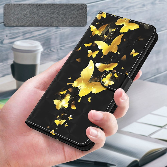 Pattintható tok a Oppo A17, Wallet, Butterflies arany