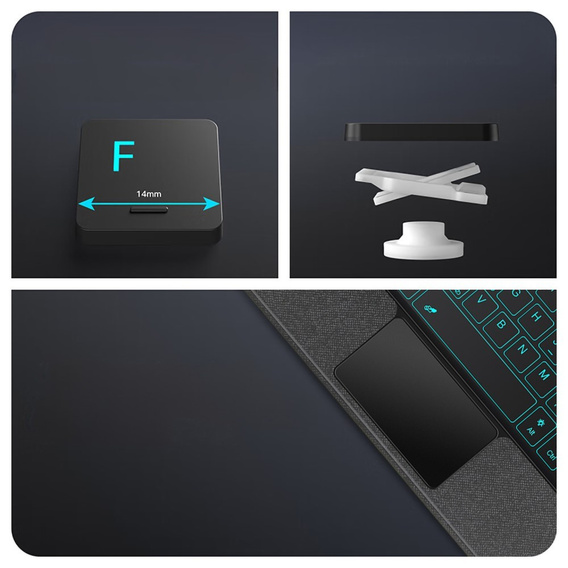Tok + billentyűzet Lenovo Tab Plus, fekete