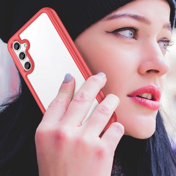 Telefontok a Samsung Galaxy A14 4G/5G, Fusion Hybrid, átlátszó / piros