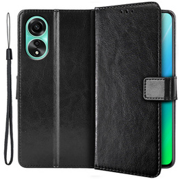 Pattintható tok a Oppo A98 5G, Crazy Horse Wallet, fekete