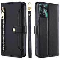 Pattintható tok a Oppo Reno 11F 5G, Wallet Zipper Pocket, fekete