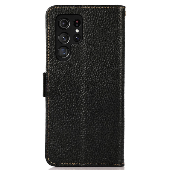 KHAZNEH RFID tok Samsung Galaxy S24 Ultra, Litchi textúra, fekete