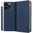 Pattintható tok a iPhone 14 Pro, Litchi Skin Grain, sötétkék
