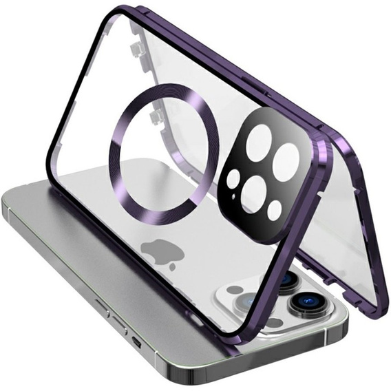 Magnetic Dual Glass MagSafe tok iPhone 15 Plus, lila