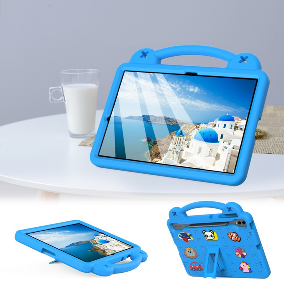 Gyermek tok Samsung Galaxy Tab S10+ Plus, Cute Patterns, állvánnyal, kék