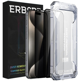 2x edzett adatvédelmi üveg az iPhone 15 Pro Max-hoz, ERBORD 9H Easy App Anti-Peep
