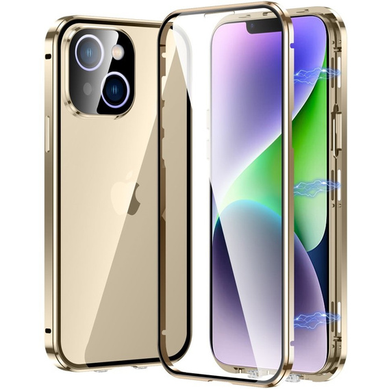 Tok iPhone 15, Magnetic Dual Glass, arany