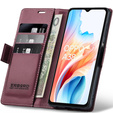 Tok Oppo A18 4G / A38 4G, ERBORD Glossy Litchi, pénztárca patenttal, piros