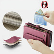 Tok CASEME Samsung Galaxy S24 FE, RFID Leather Wallet, vállpánttal, piros