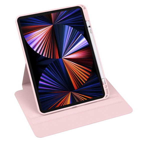 Tok iPad Pro 11" 2022/2021/2020 (4/3/2 gen.), tolltartóval, 360°-os forgatható, rózsaszín