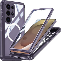Tok Samsung Galaxy S25 Ultra-hoz, Shockproof, üveggel, MagSafe-hoz, lila