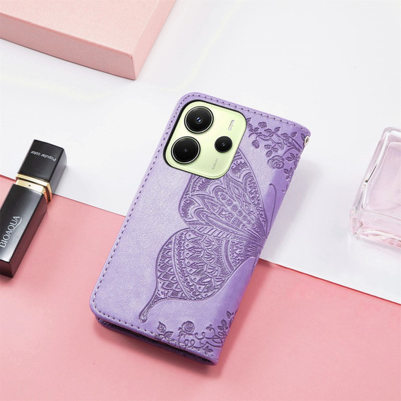 Pattintható tok a Xiaomi Redmi Note 14 4G, Butterfly, lila