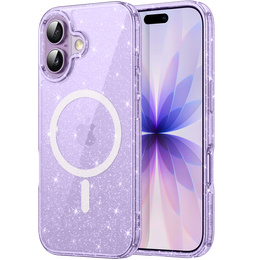 Tok iPhone 17 készülékhez, MagSafe, csillogó, áttetsző lila
