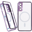 Magnetic Dual Glass MagSafe tok Samsung Galaxy S22 Plus, lila