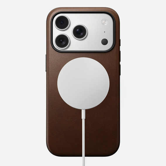 Nomad tok iPhone 17 Pro-hoz, Modern bőr tok, barna