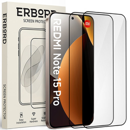 2x ERBORD 3D edzett üveg a Xiaomi Redmi Note 15 Pro 4G készülékhez
