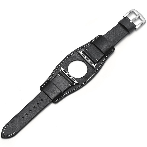 Bőrszíj Apple Watch 1/2/3/4/4/5/6/7/8/SE/Ultra 42/44/45/49mm, fekete