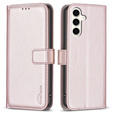 Pattintható tok a Samsung Galaxy S23 FE, BINFEN Wallet, rózsaszín rose gold + 9H üveg 