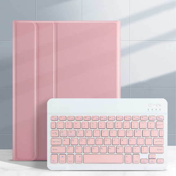 Tok + billentyűzet iPad 10.2 7/8/9 gen 2019/2020/2021, Keyboard Cover Pen Slot, rózsaszín rose gold