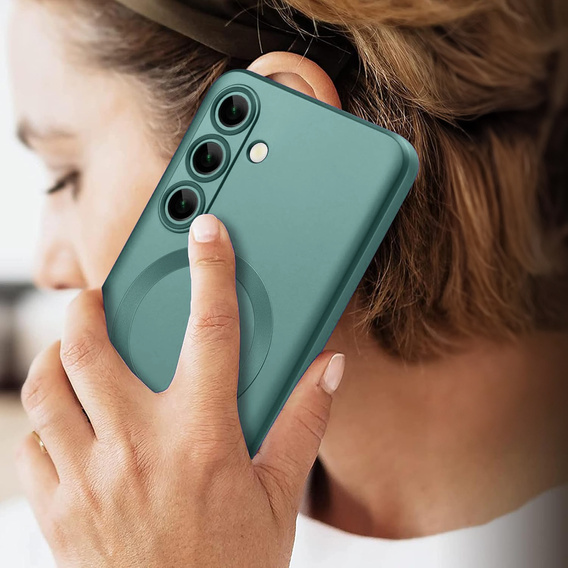Tok Samsung Galaxy A56, ColorMag, MagSafe-hoz, zöld + 9H edzett üveg