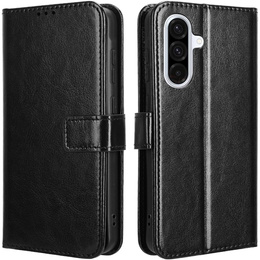 Pattintható tok a Samsung Galaxy A56, Crazy Horse Wallet, fekete