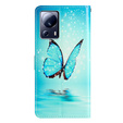 Pattintható tok a Xiaomi 13 Lite, Wallet, butterfly, kék